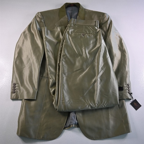 Pallini 40R 34x36 Gold Sheen Costume Mens‎ Jacket Pants Suit